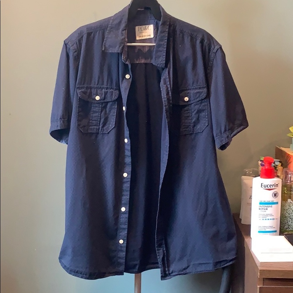 PD&C navy blue button up Tshirt